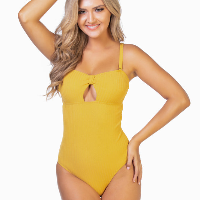RIBBED SOLID ONE PIECE SWIMSUIT