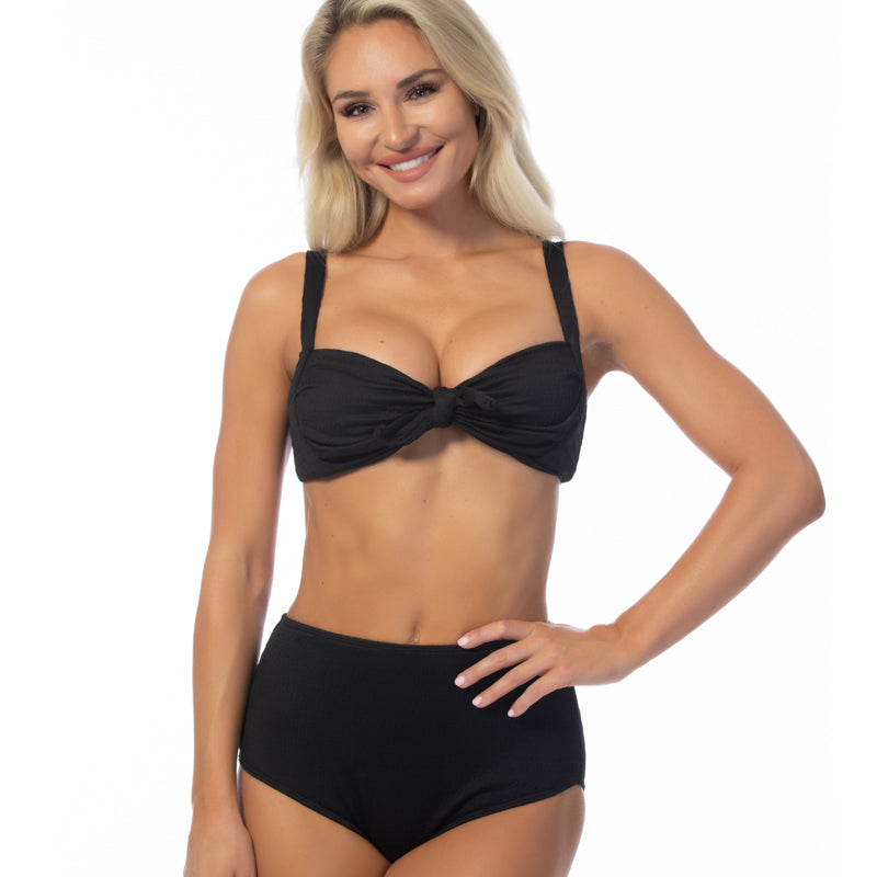 TEXTURED SOLID HIGH WAIST BIKINI SET