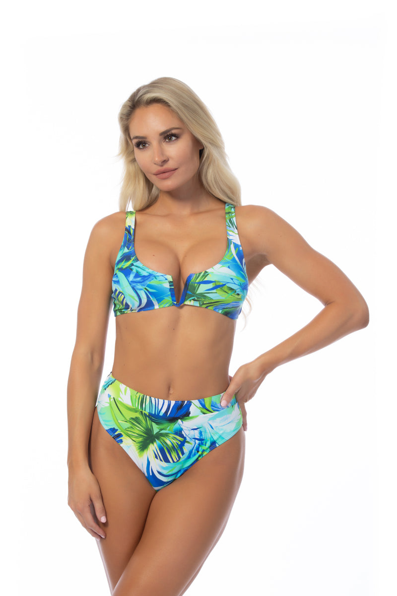 TROPICAL V FRONT HIGH WAIST BIKINI SET