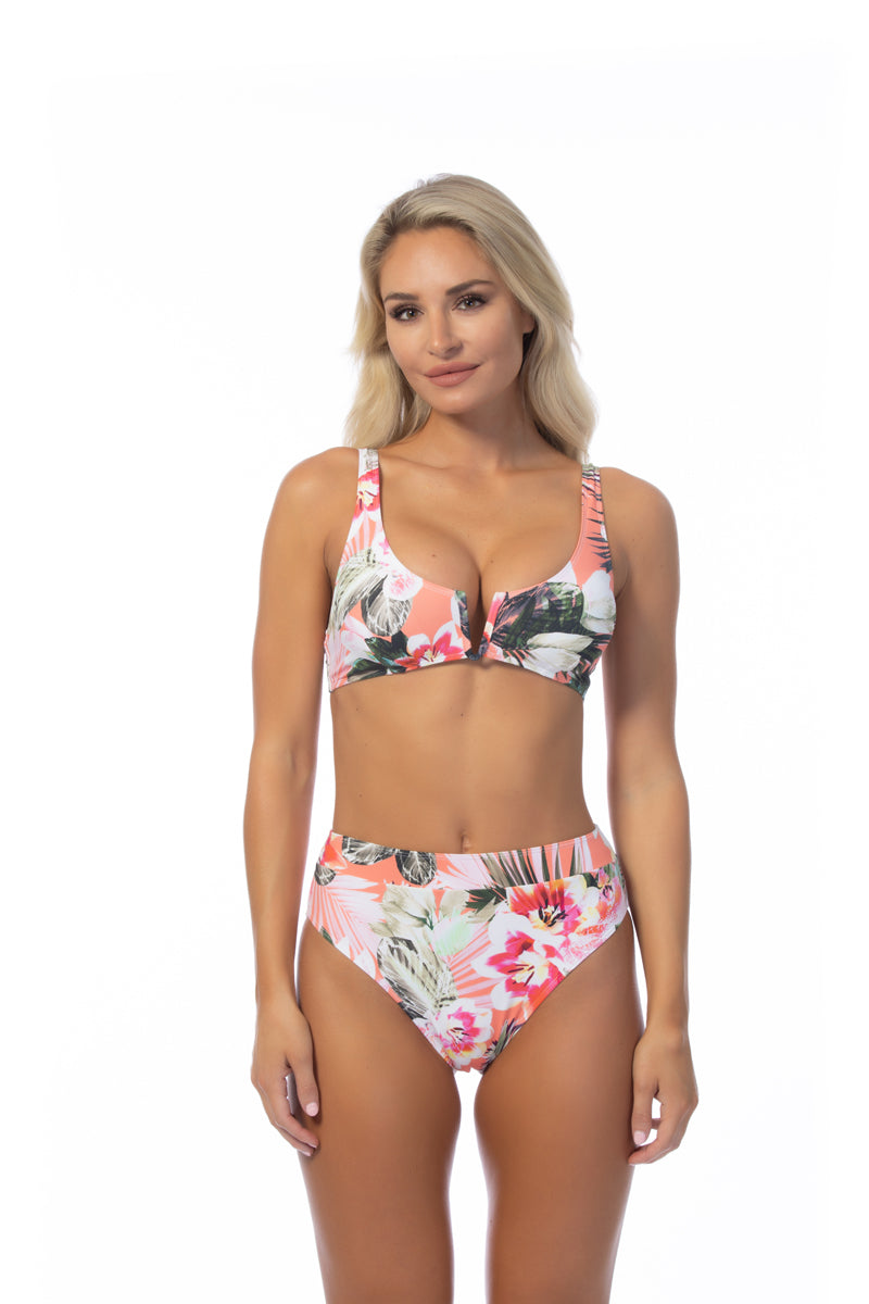 TROPICAL V FRONT HIGH WAIST BIKINI SET