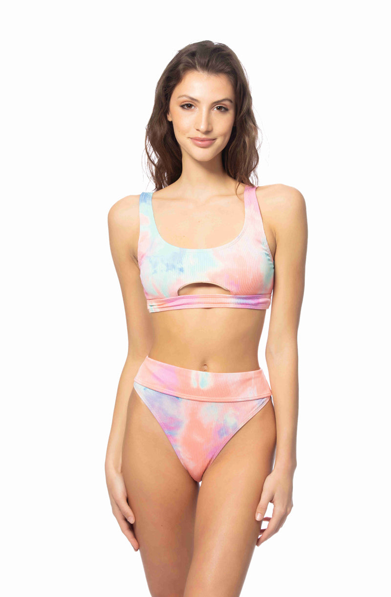 RIBBED TIE DYE HIGH WAIST BIKINI SET