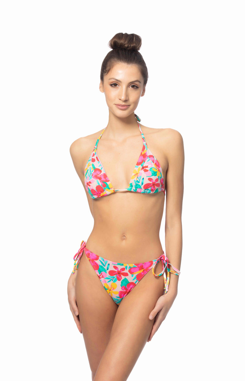 FLORAL TRIANGLE TIE SIDE BIKINI SET